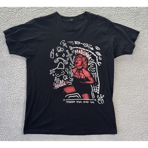 Madonna Rebel Heart Tour 2015 T-Shirt Mens Large Black Double Sided Official - Picture 1 of 10